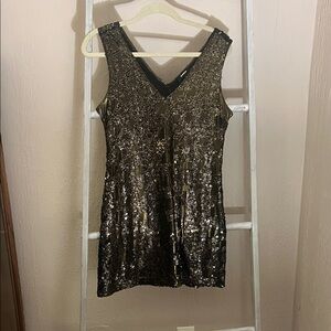 Express Gold Sequin Dress